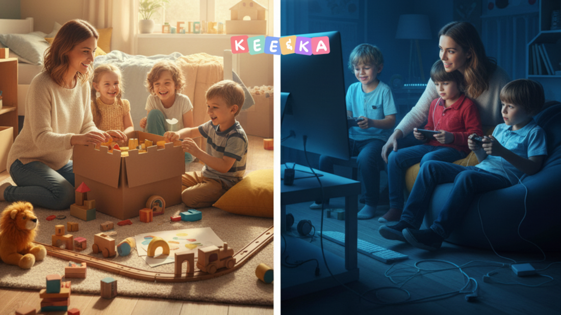 Parent guiding child on healthy digital habits