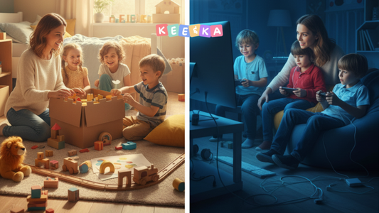 Parent guiding child on healthy digital habits