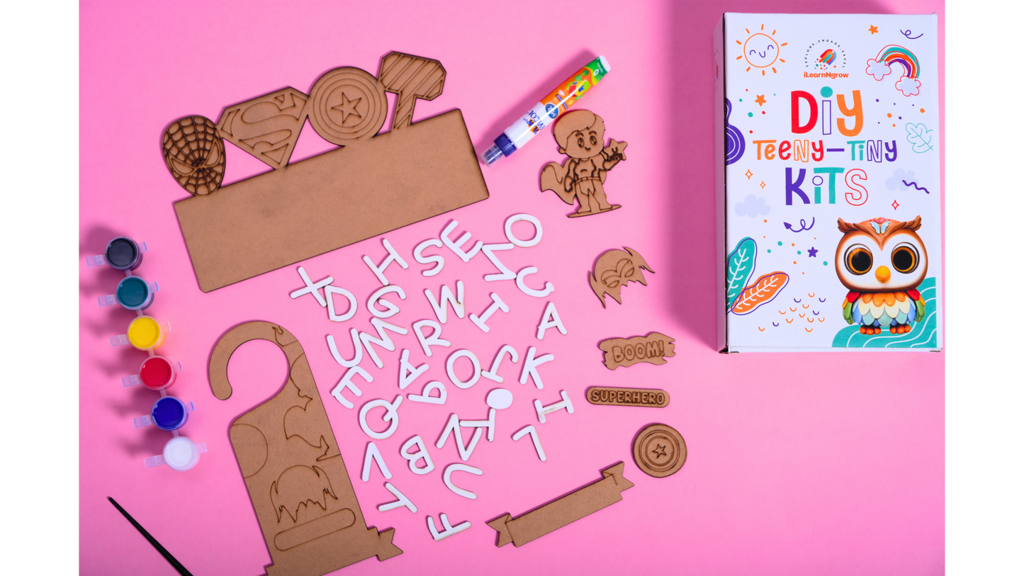 Teeny Tiny Superhero Theme Name Plate And Door Knob