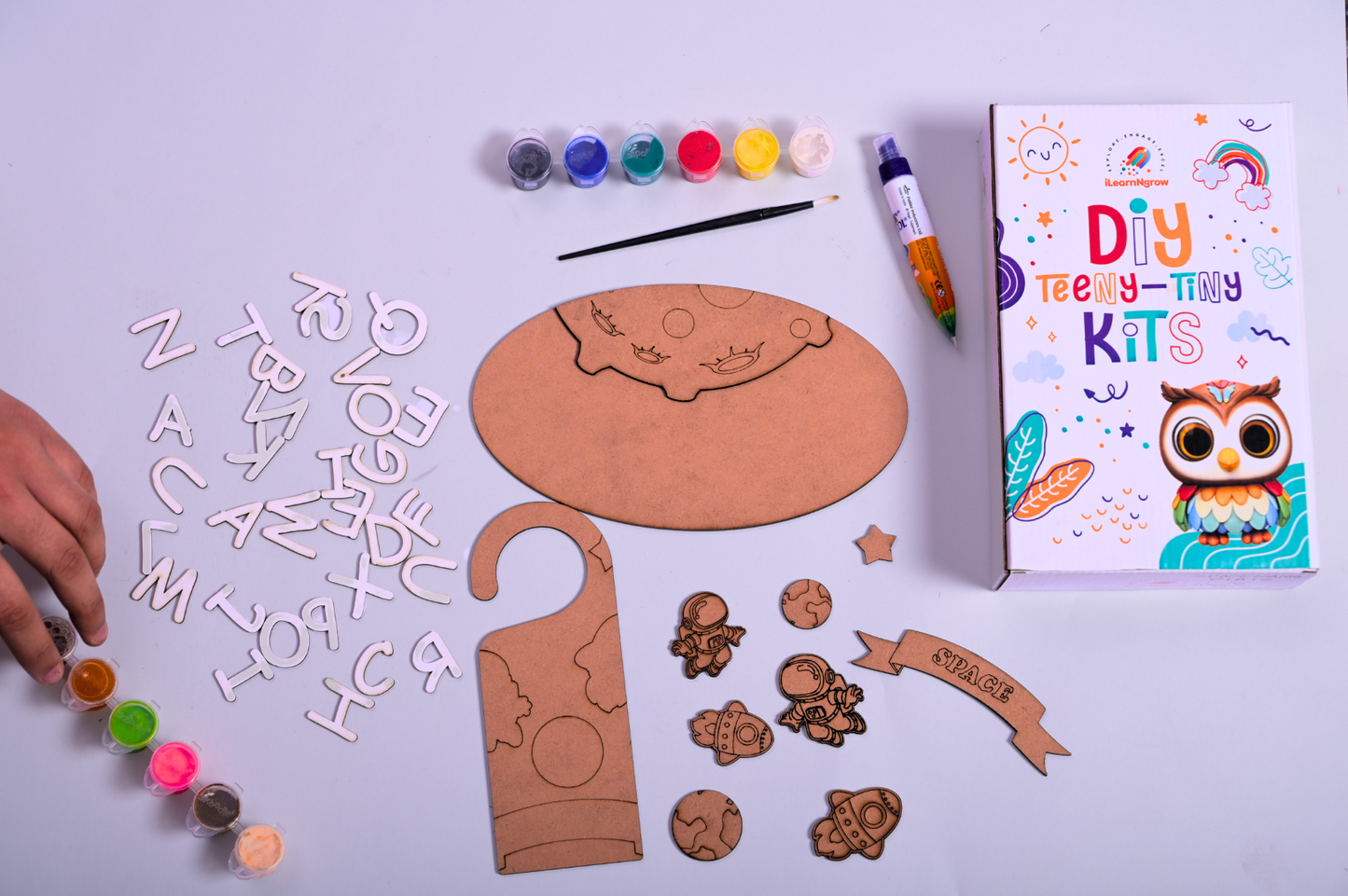 Teeny Tiny Space Theme Name Plate and Door Knob