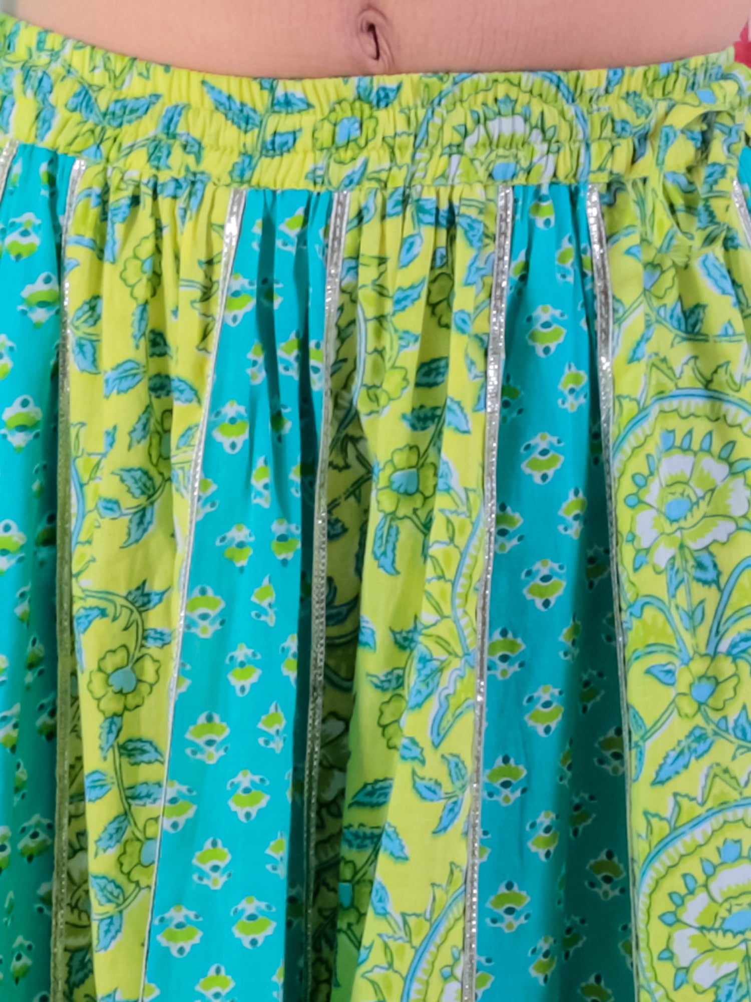 Girls Green Cotton Lehanga and Choli with Dupata Ethnic Set - Kee&Ka