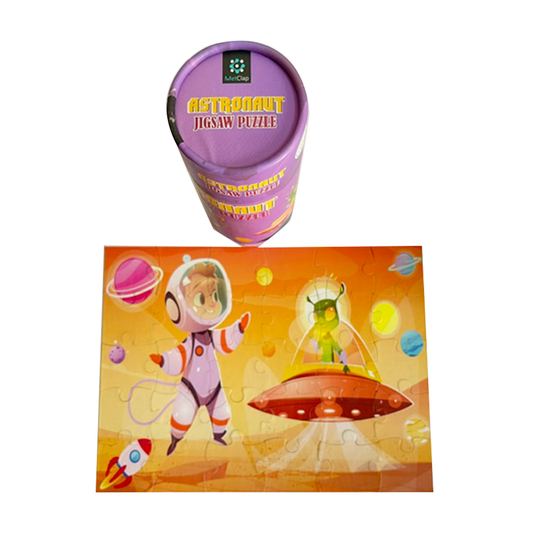 Metclap Astronaut Jigsaw Puzzle - 30 Pieces inside Round Box - Kee&Ka