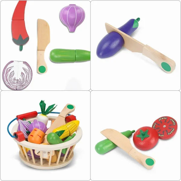 Wooden Cutting Vegetable Magnetic Basket - Kee&Ka