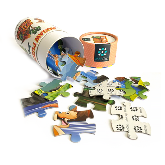 Metclap Dinosaurs Jigsaw Puzzle - 30 Pieces Inside Round Box - Kee&Ka