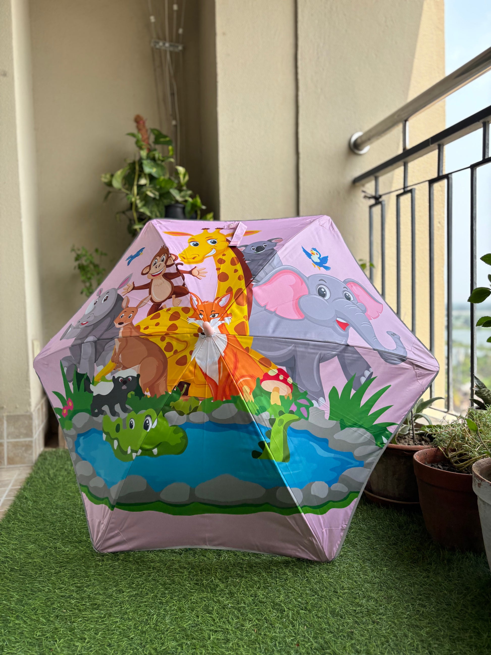 Round Corner Pink Jungle + Purple Doll Raincoat - Kee&Ka