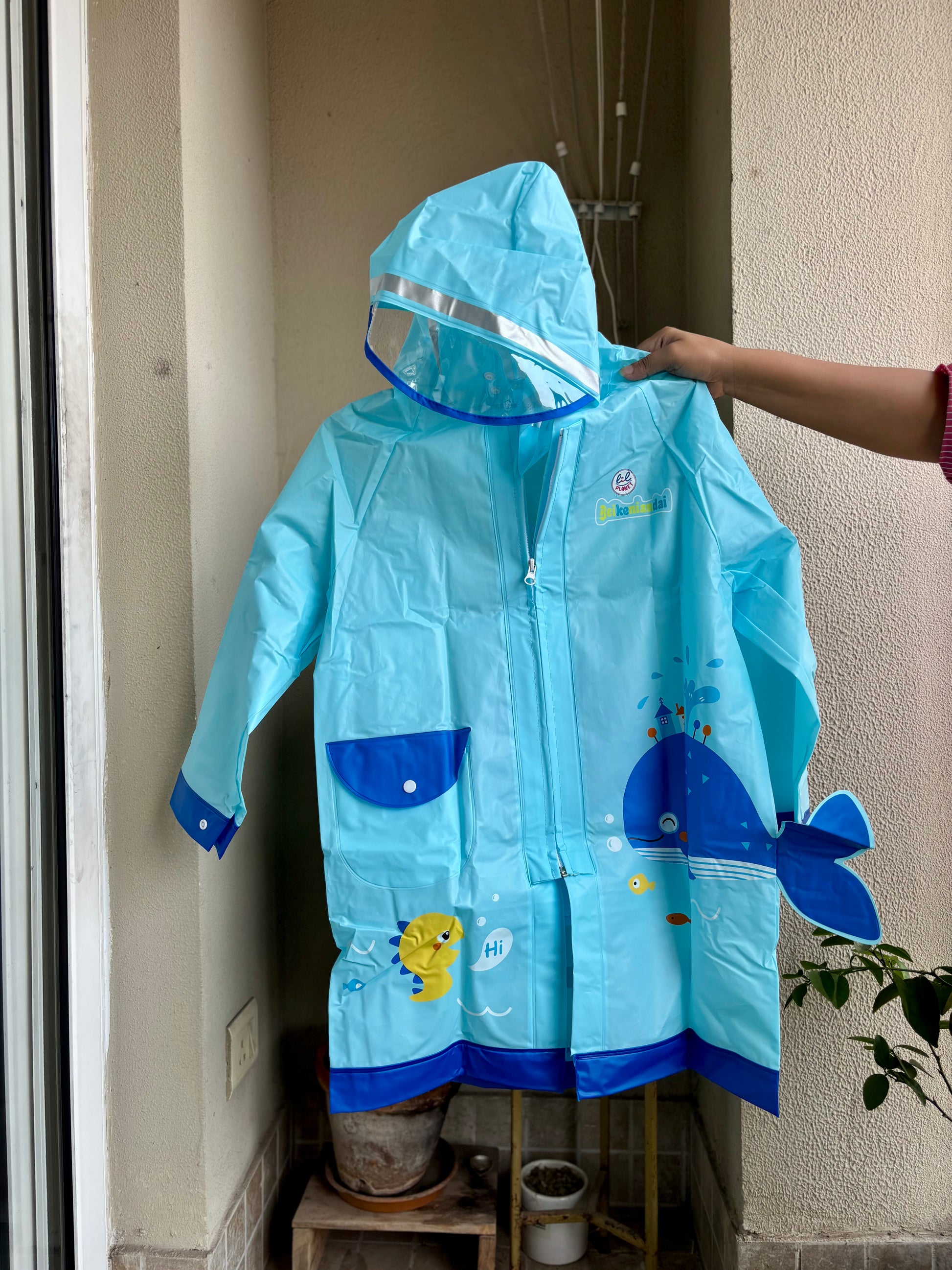 Transparent Window Space + Blue Fish Raincoat - Kee&Ka