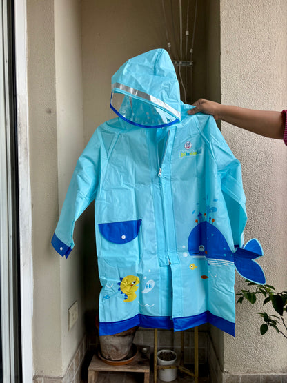 Transparent Window Space + Blue Fish Raincoat - Kee&Ka