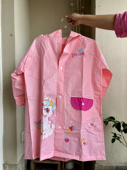 Transparent Window Pink+Unicorn Wings Raincoat - Kee&Ka
