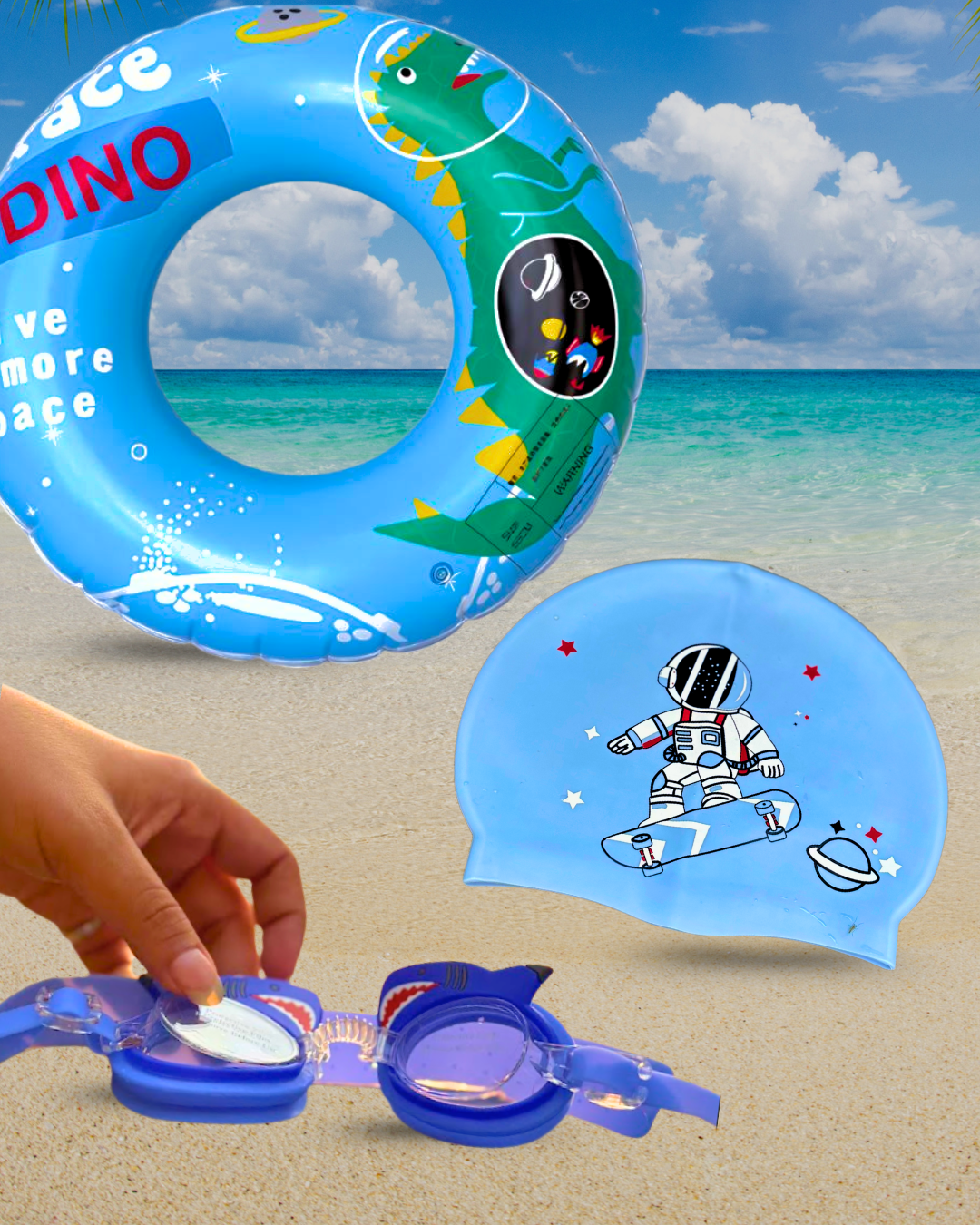 Shark Goggle+Astray Aunt Cap+Dino Tube Combo - Kee&Ka