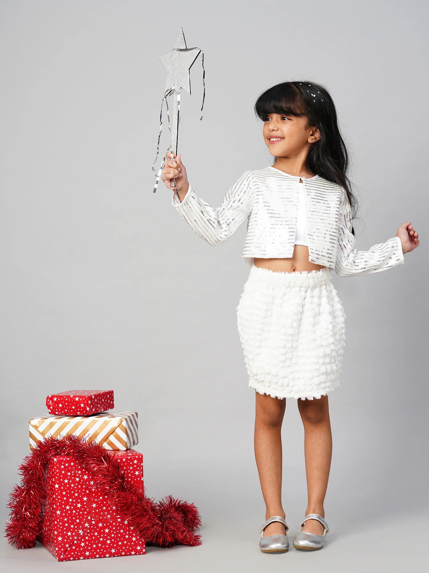 Razzle Dazzle Party White Co-ordinates set for Girls - Kee&Ka