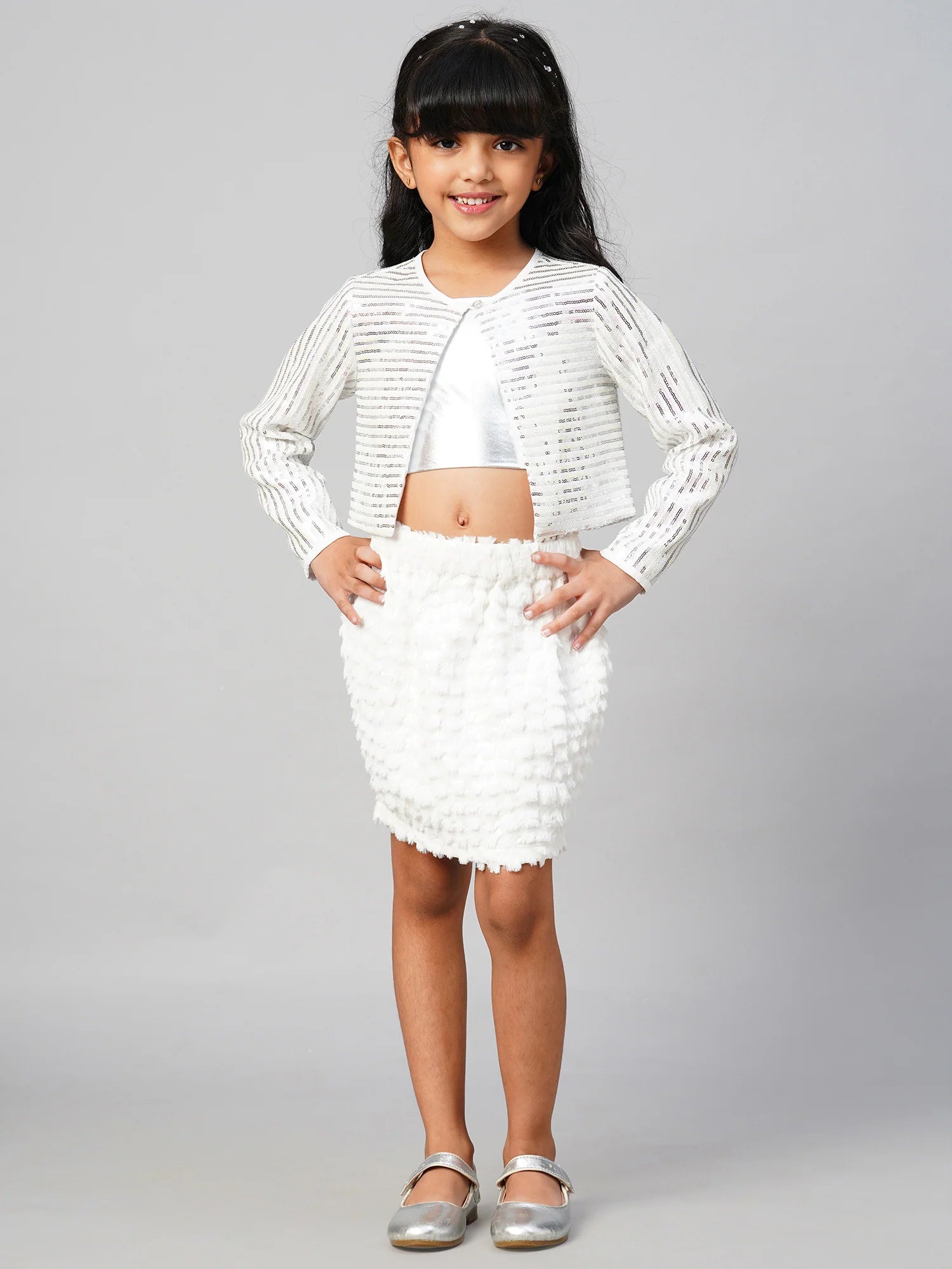 Razzle Dazzle Party White Co-ordinates set for Girls - Kee&Ka
