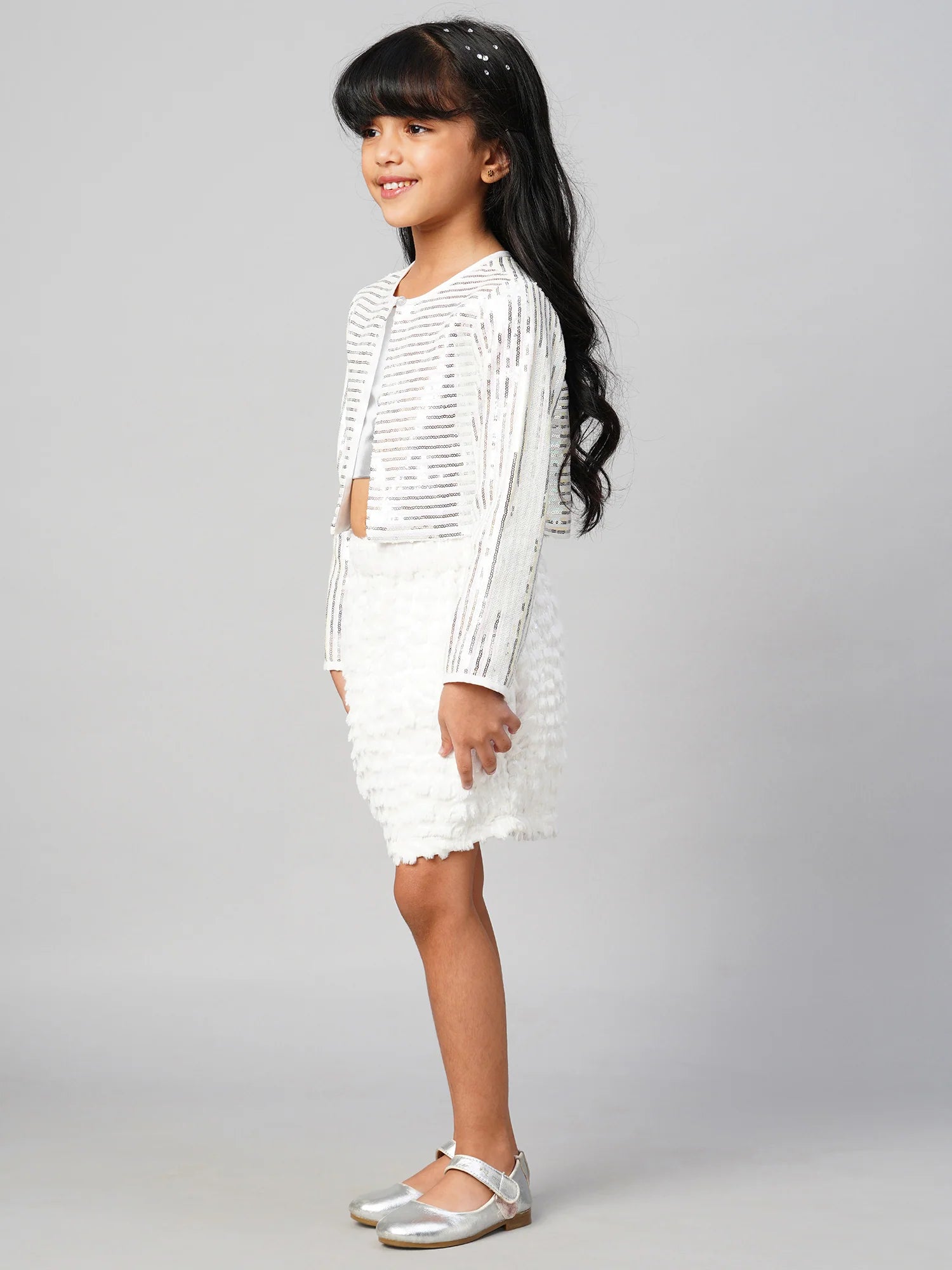 Razzle Dazzle Party White Co-ordinates set for Girls - Kee&Ka