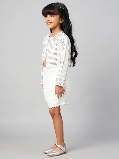 Razzle Dazzle Party White Co-ordinates set for Girls - Kee&Ka