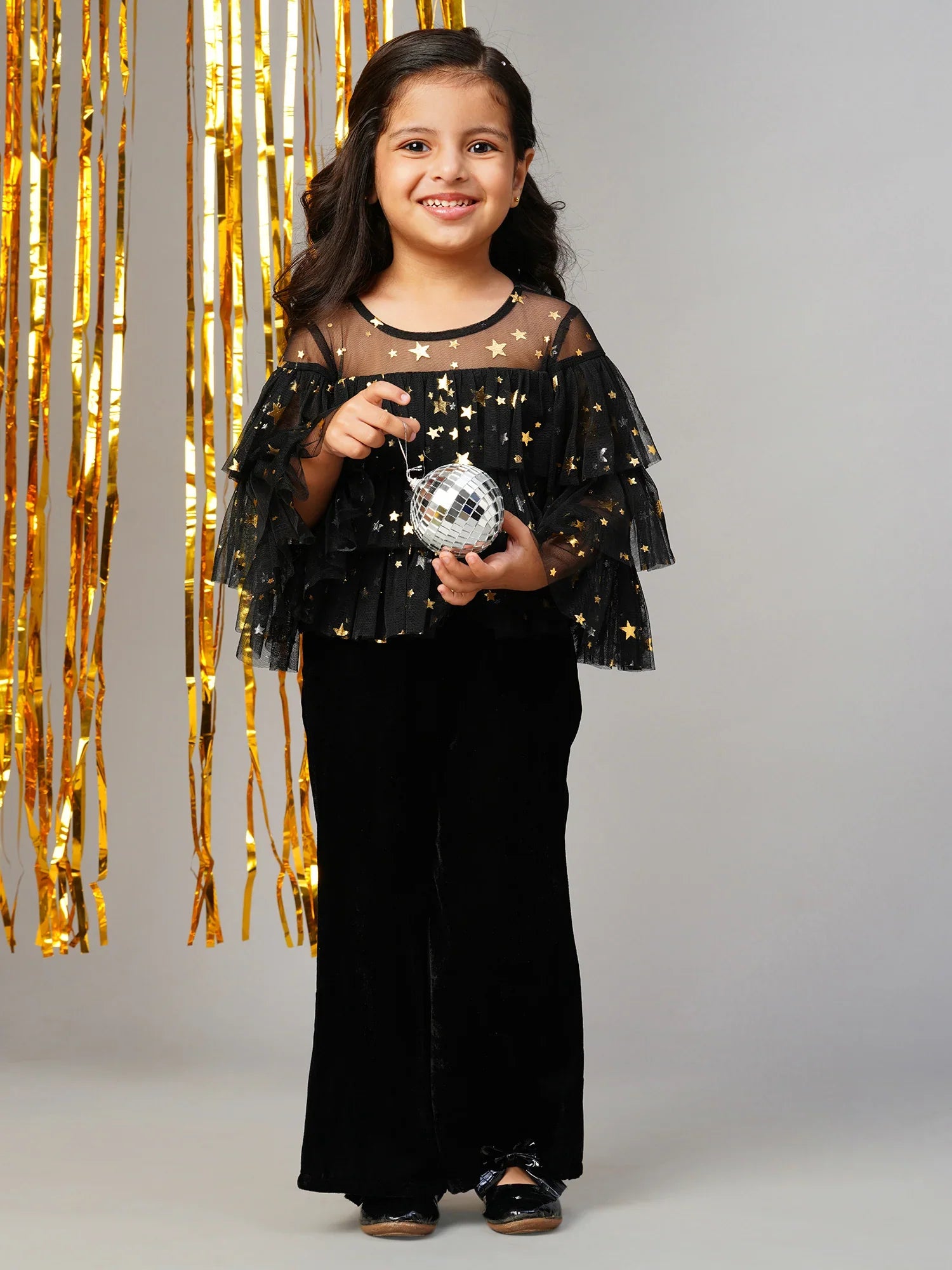 Glam Up Girls Shimmer Black Party Top - Kee&Ka