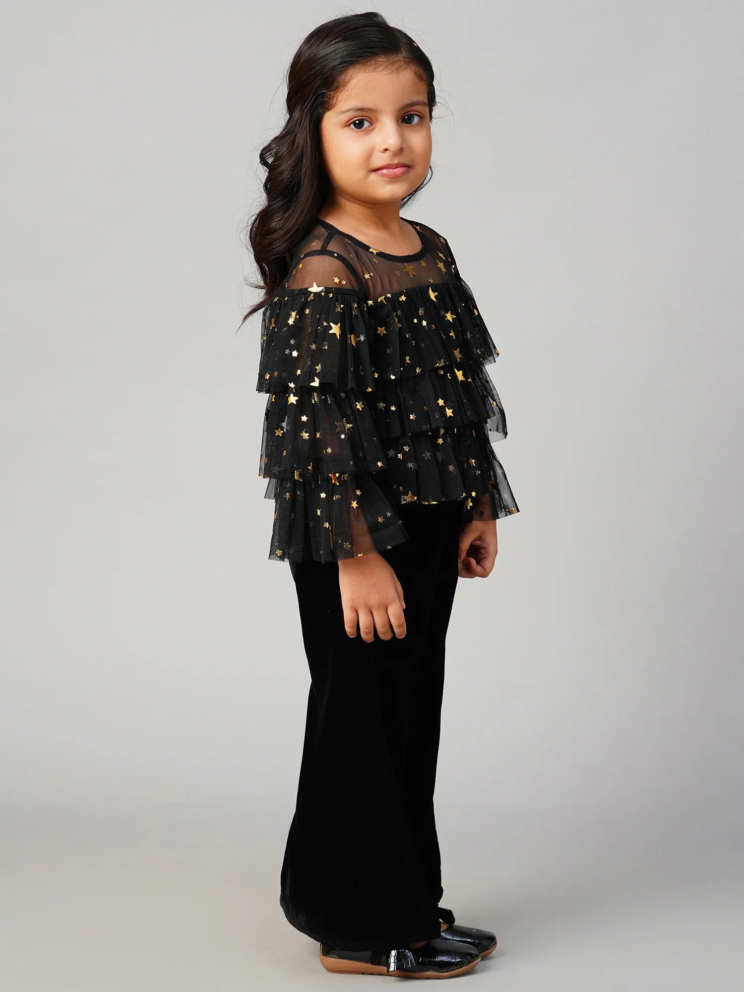 Glam Up Girls Shimmer Black Party Top - Kee&Ka