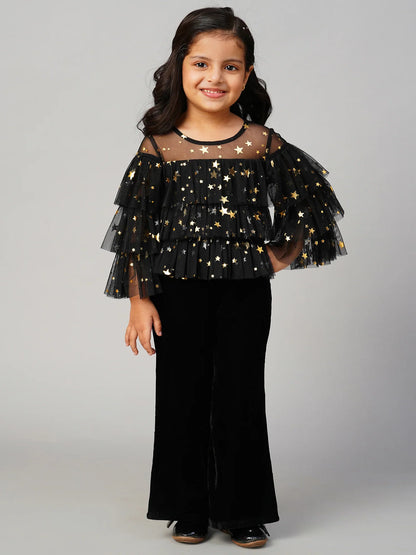 Glam Up Girls Shimmer Black Party Top - Kee&Ka