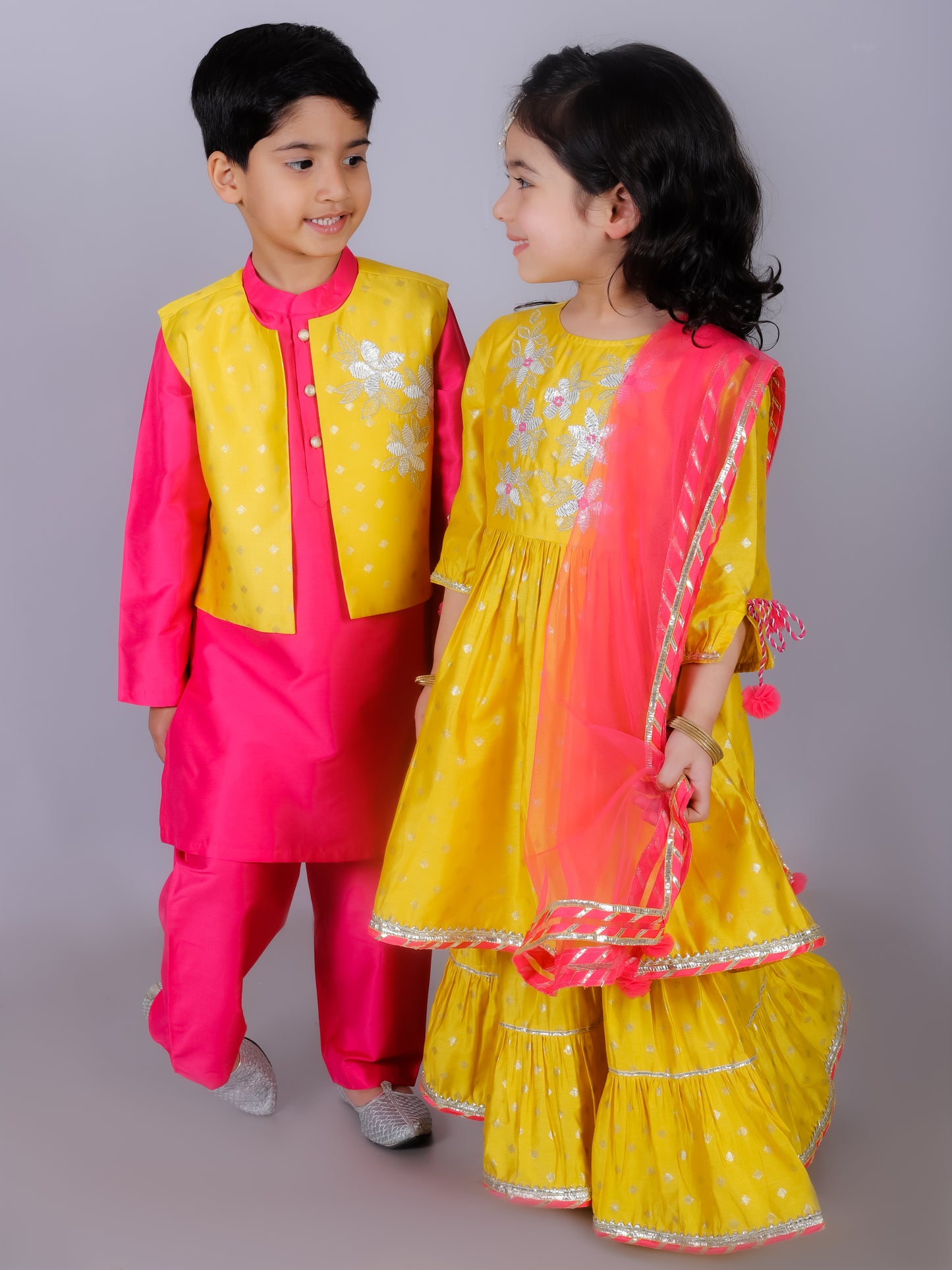 Ethnic Boys Pink Kurta with Pant and Jacket set - Kee&Ka