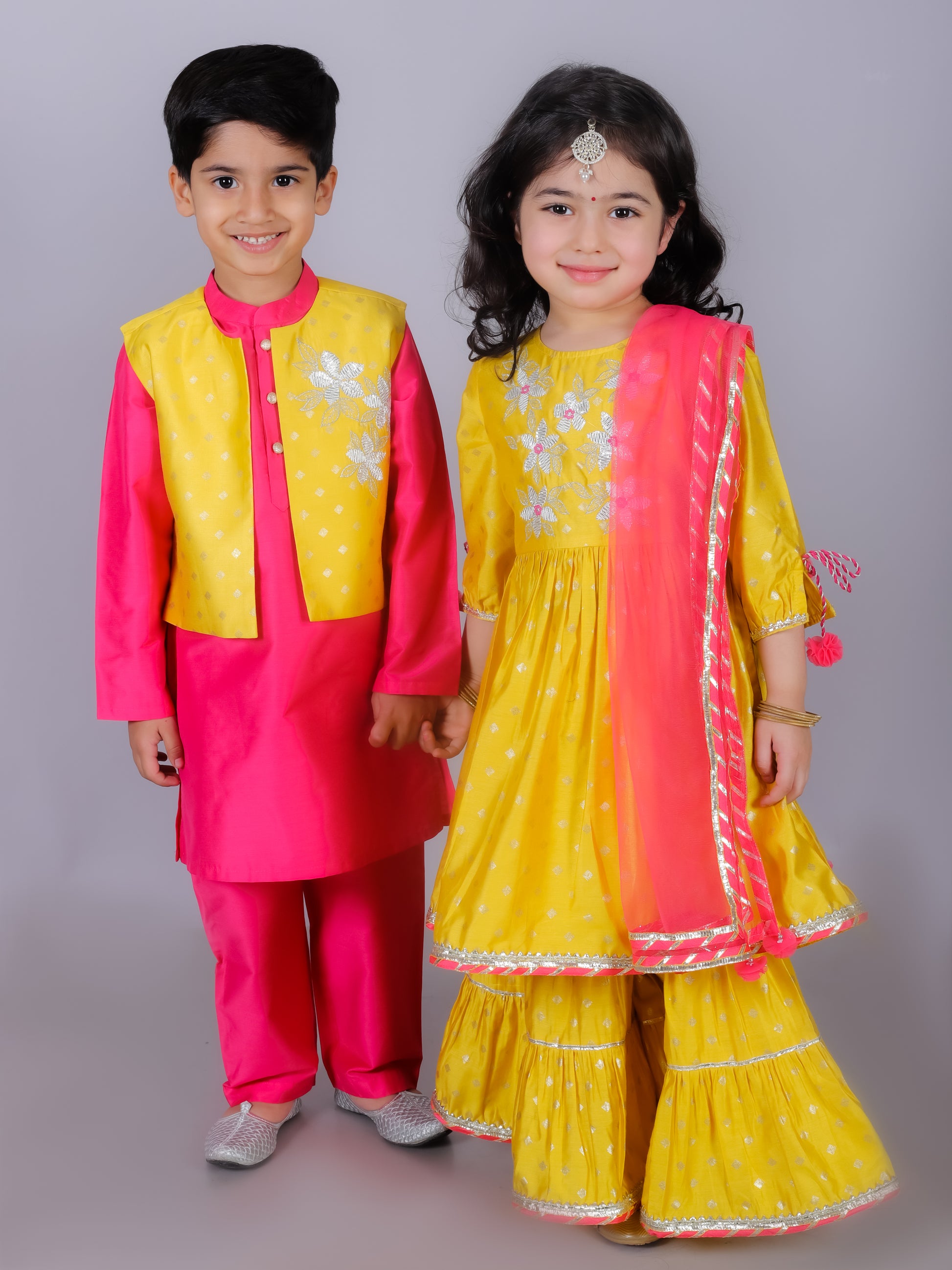 Ethnic Boys Pink Kurta with Pant and Jacket set - Kee&Ka
