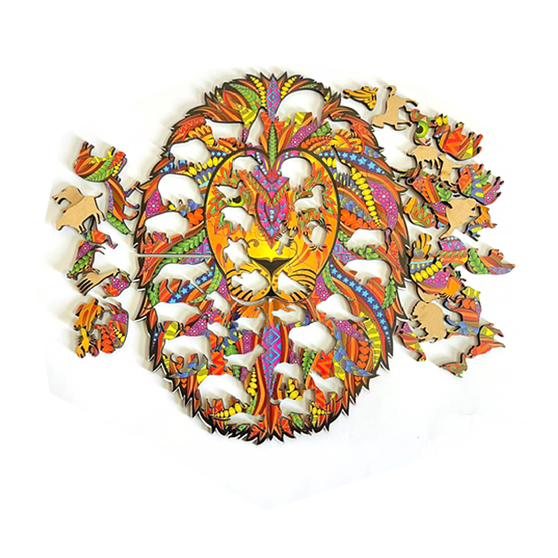 Metclap Lion Wooden Magic Puzzle - 136 Pieces inside wooden Box - Kee&Ka