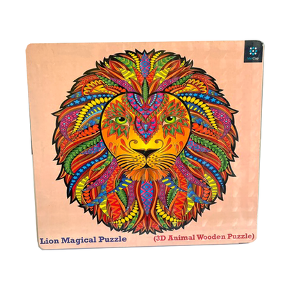 Metclap Lion Wooden Magic Puzzle - 136 Pieces inside wooden Box - Kee&Ka
