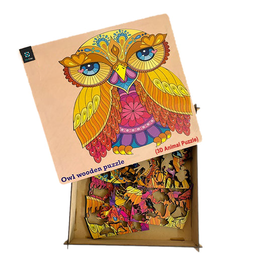 Metclap Owl Wooden Magic Puzzle - 136 Pieces inside wooden Box - Kee&Ka