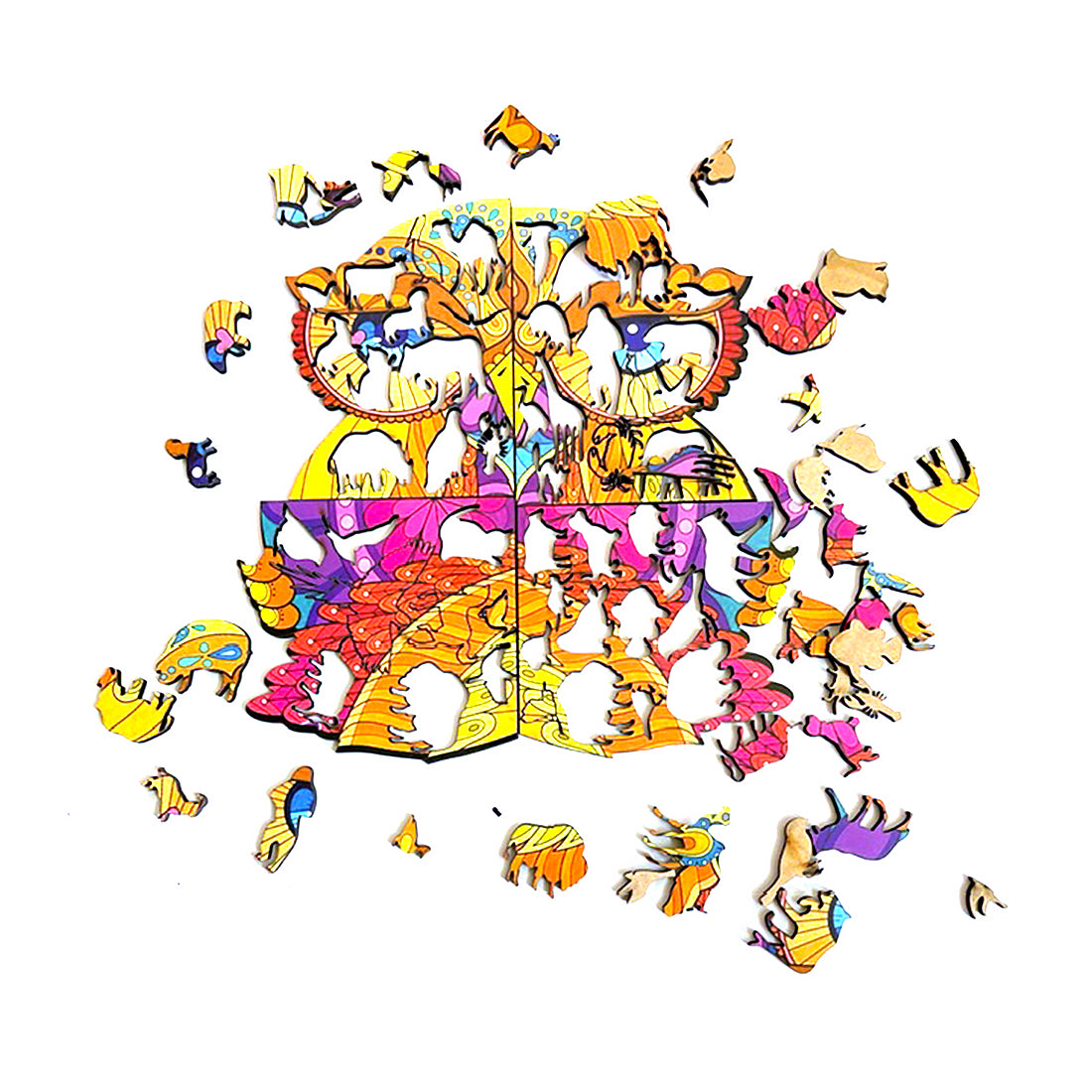 Metclap Owl Wooden Magic Puzzle - 136 Pieces inside wooden Box - Kee&Ka