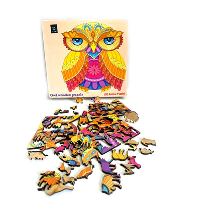 Metclap Owl Wooden Magic Puzzle - 136 Pieces inside wooden Box - Kee&Ka