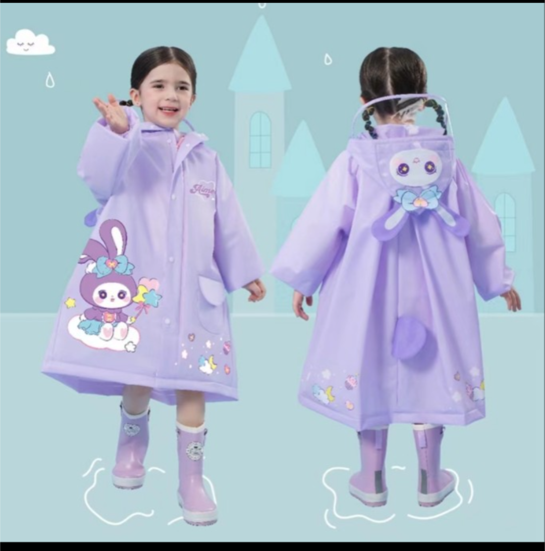 Round Corner Pink Jungle + Purple Doll Raincoat - Kee&Ka