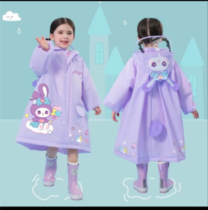 Round Corner Pink Jungle + Purple Doll Raincoat - Kee&Ka