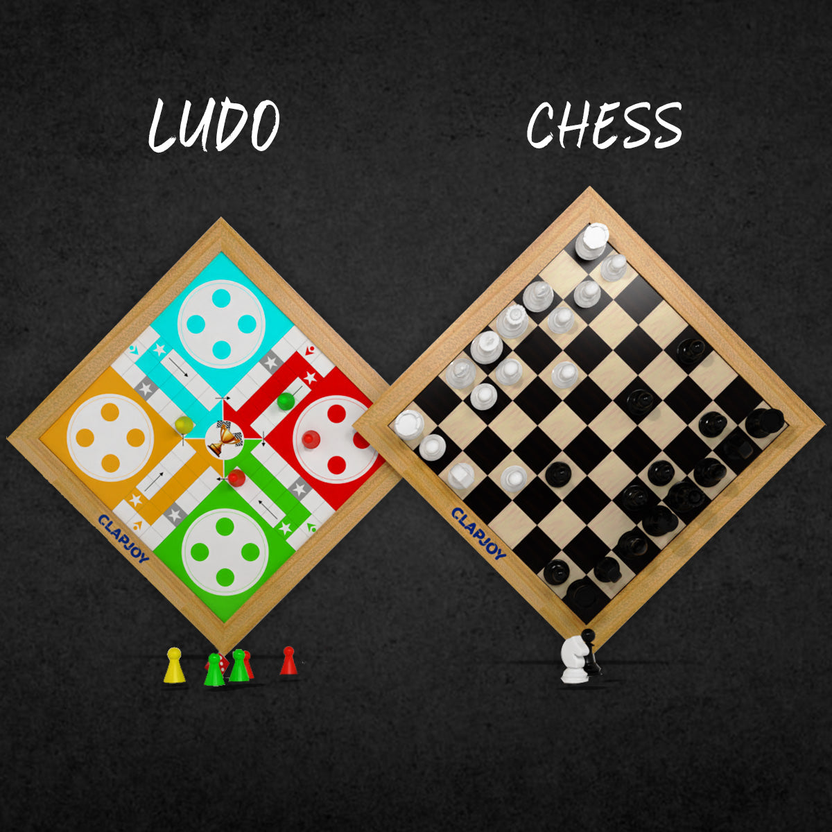 Clapjoy Wooden 4 in 1 Board Game for Kids & Adults - Kee&Ka