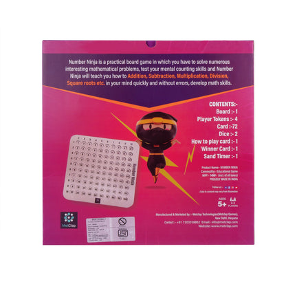 MetClap Number Ninja Wooden Math Multiplication Board with Dice and Card - Kee&Ka