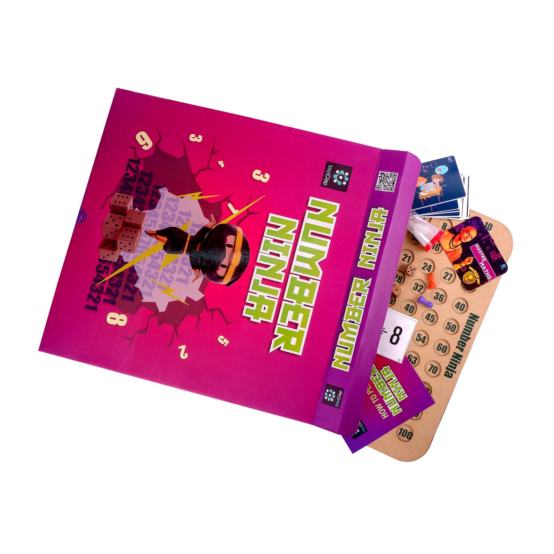 MetClap Number Ninja Wooden Math Multiplication Board with Dice and Card - Kee&Ka