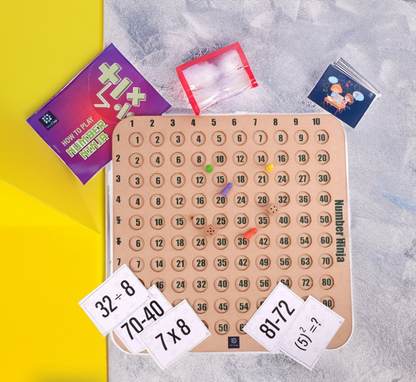 MetClap Number Ninja Wooden Math Multiplication Board with Dice and Card - Kee&Ka